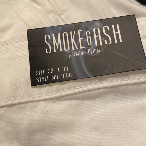 Smoke and Ash Mens White Ripped Jeans - Picture 4 of 7